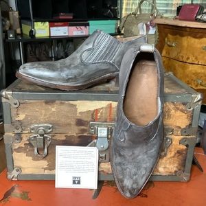 FRYE Billy Shootie Silver Gray White with a washed out finish Western Ankle Boot